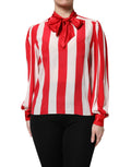 Camicetta con colletto Ascot a righe rosse e bianche Dolce & Gabbana