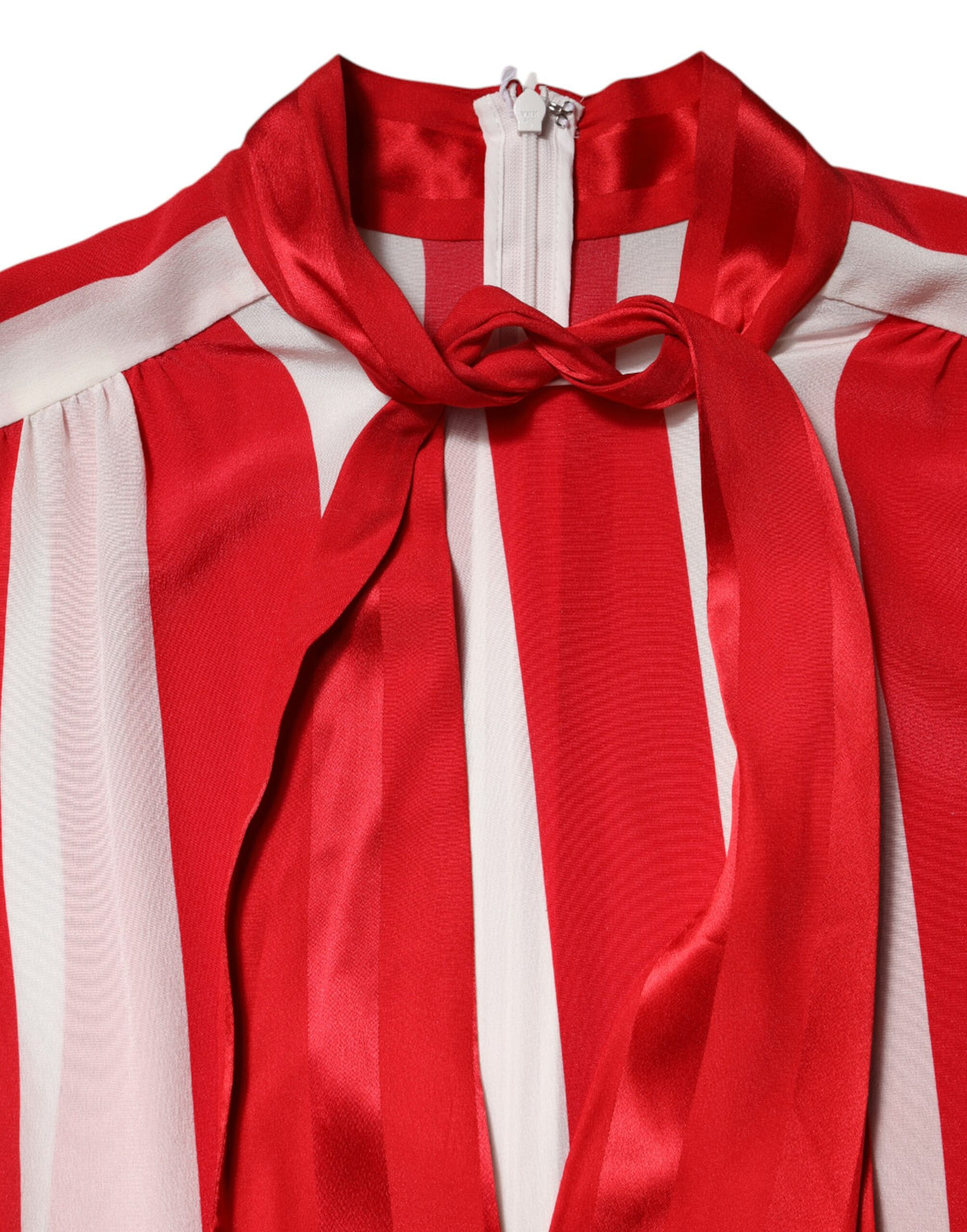 Camicetta con colletto Ascot a righe rosse e bianche Dolce & Gabbana