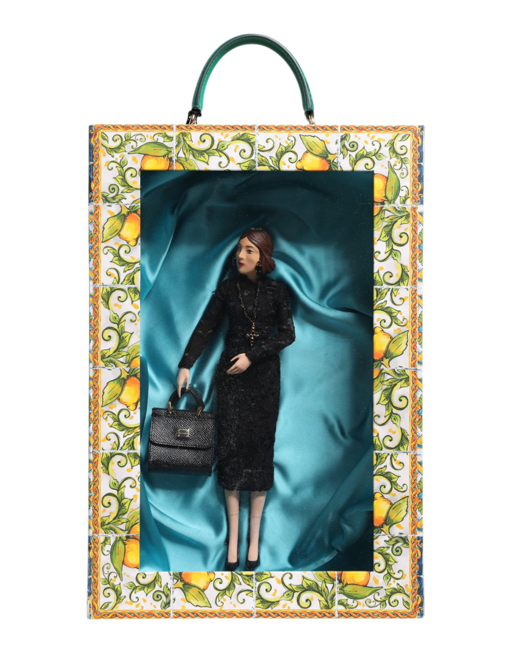 Dolce & Gabbana Abito nero MARIA Porcellana Sfilata Pelle Sicily Dolls