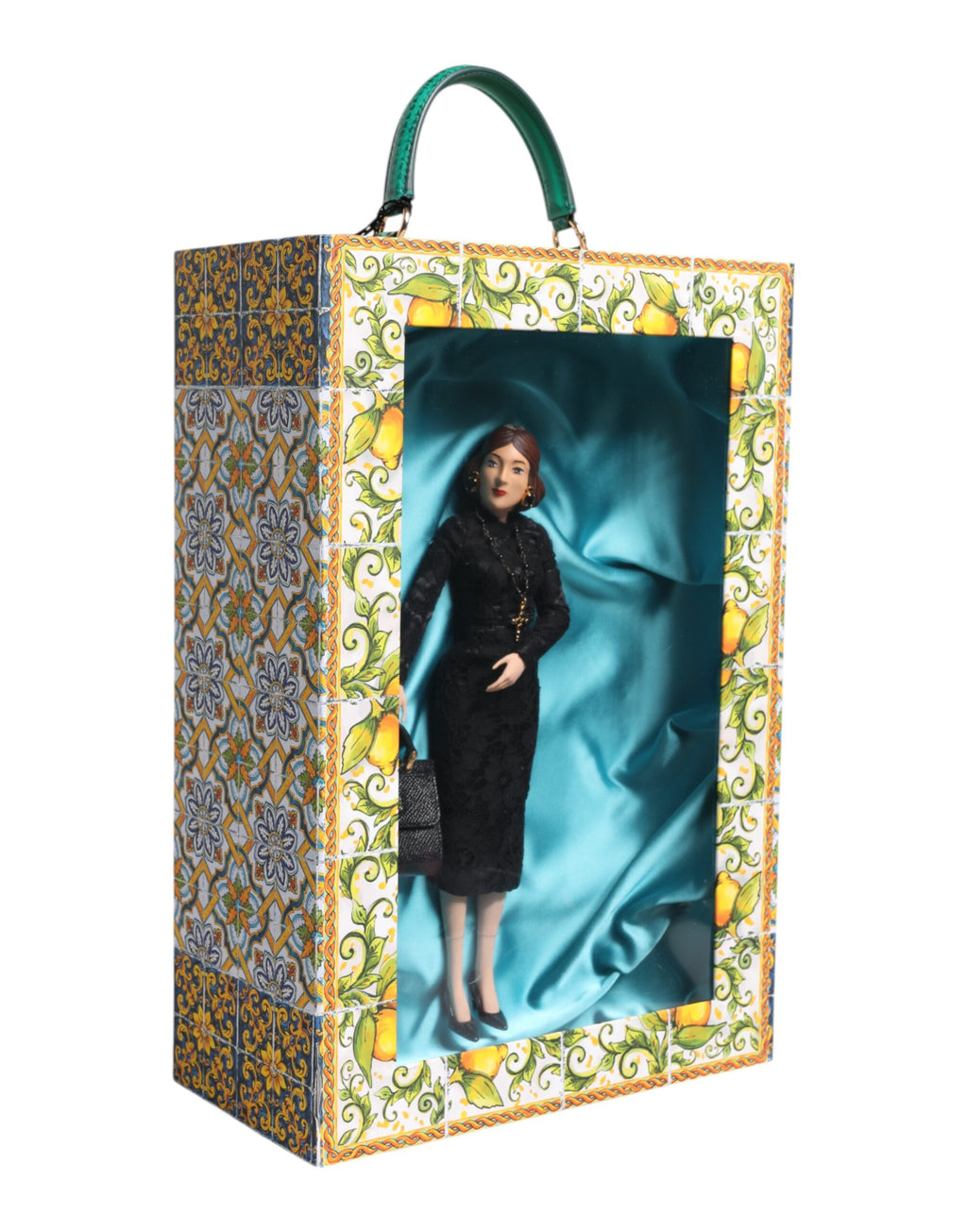 Dolce & Gabbana Abito nero MARIA Porcellana Sfilata Pelle Sicily Dolls