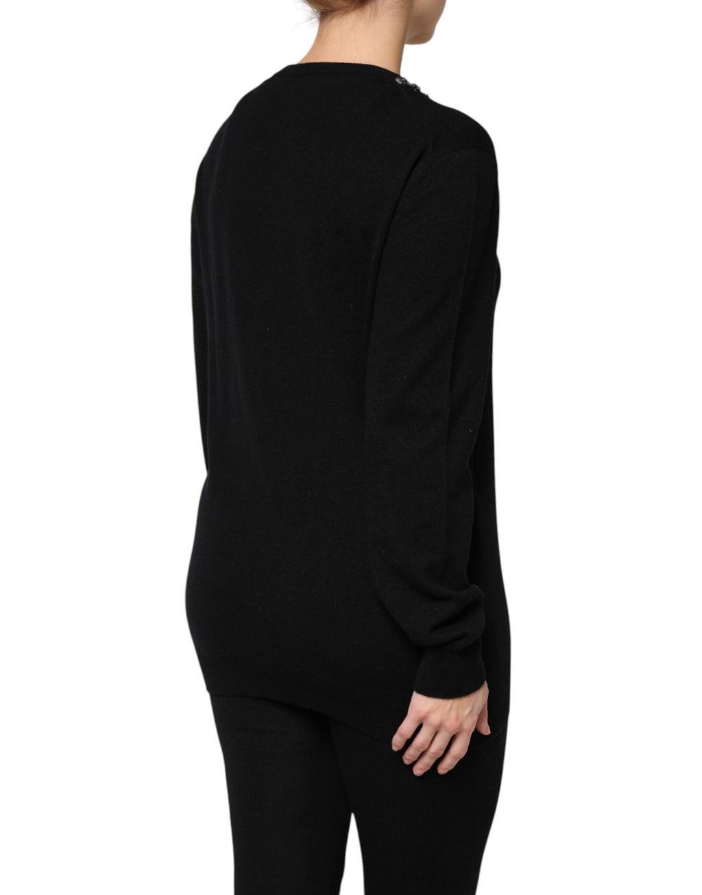 Maglione Dolce & Gabbana in cashmere nero con cristalli