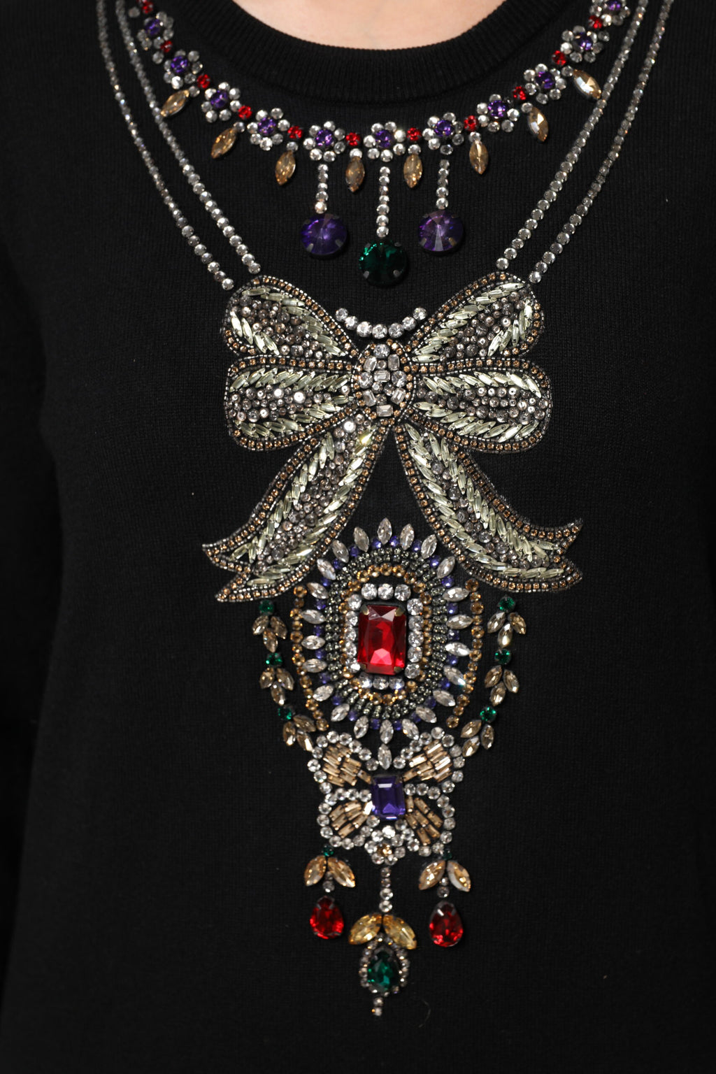 Maglione Dolce & Gabbana in cashmere nero con cristalli