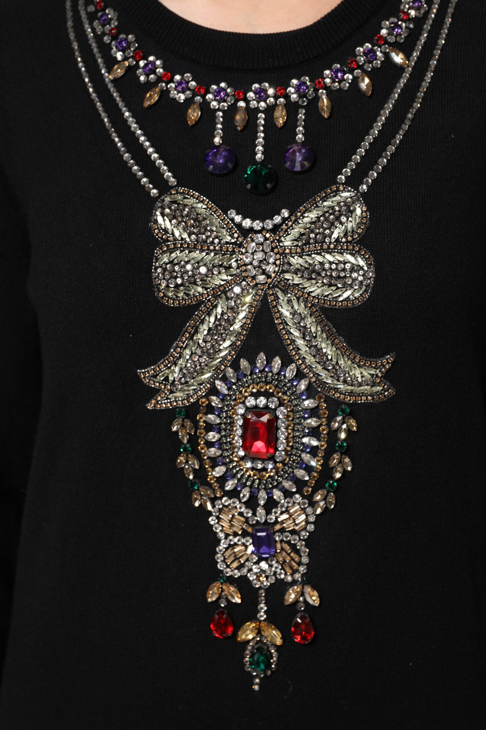 Maglione Dolce & Gabbana in cashmere nero con cristalli