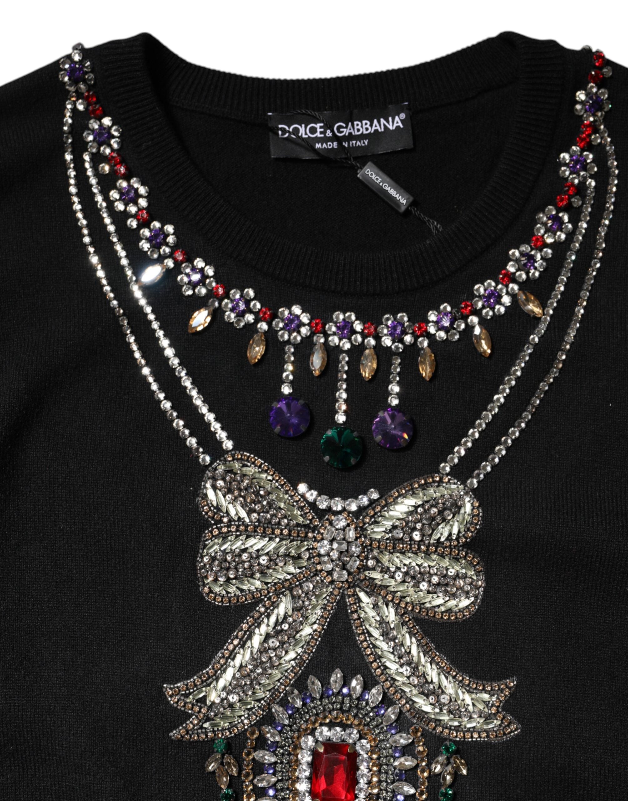 Maglione Dolce & Gabbana in cashmere nero con cristalli