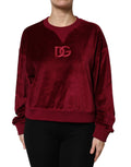 Dolce & Gabbana Maglione Girocollo in Velluto di Cotone Rosso