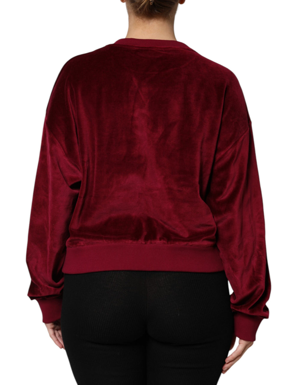 Dolce & Gabbana Maglione Girocollo in Velluto di Cotone Rosso