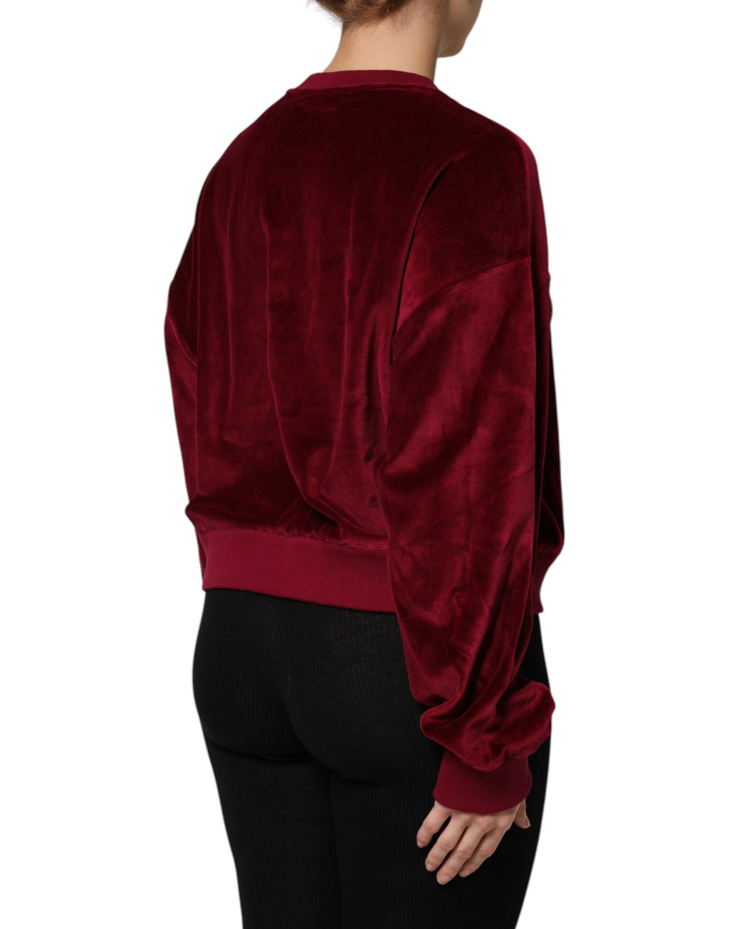 Dolce & Gabbana Maglione Girocollo in Velluto di Cotone Rosso