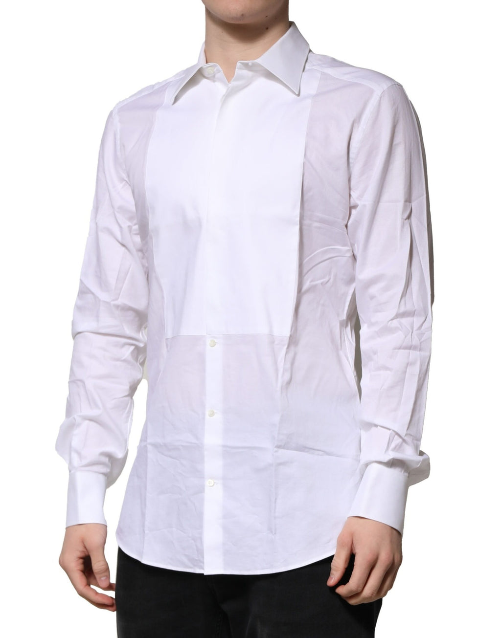 Camicia formale da uomo Dolce & Gabbana GOLD in popeline di cotone bianco con pettorina