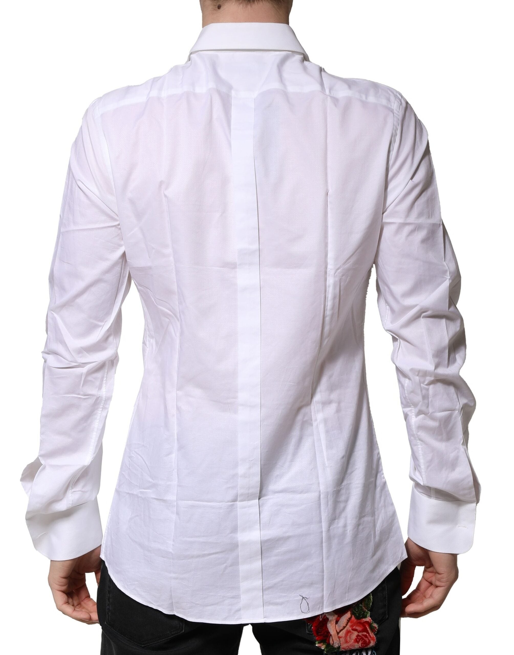 Camicia formale da uomo Dolce & Gabbana GOLD in popeline di cotone bianco con pettorina