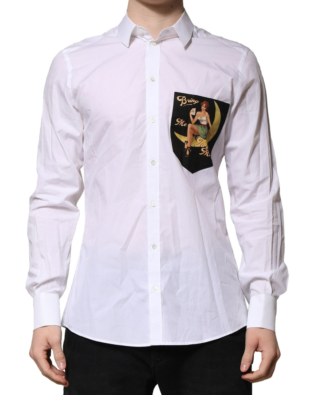 Camicia elegante da uomo Dolce & Gabbana bianca MARTINI a maniche lunghe