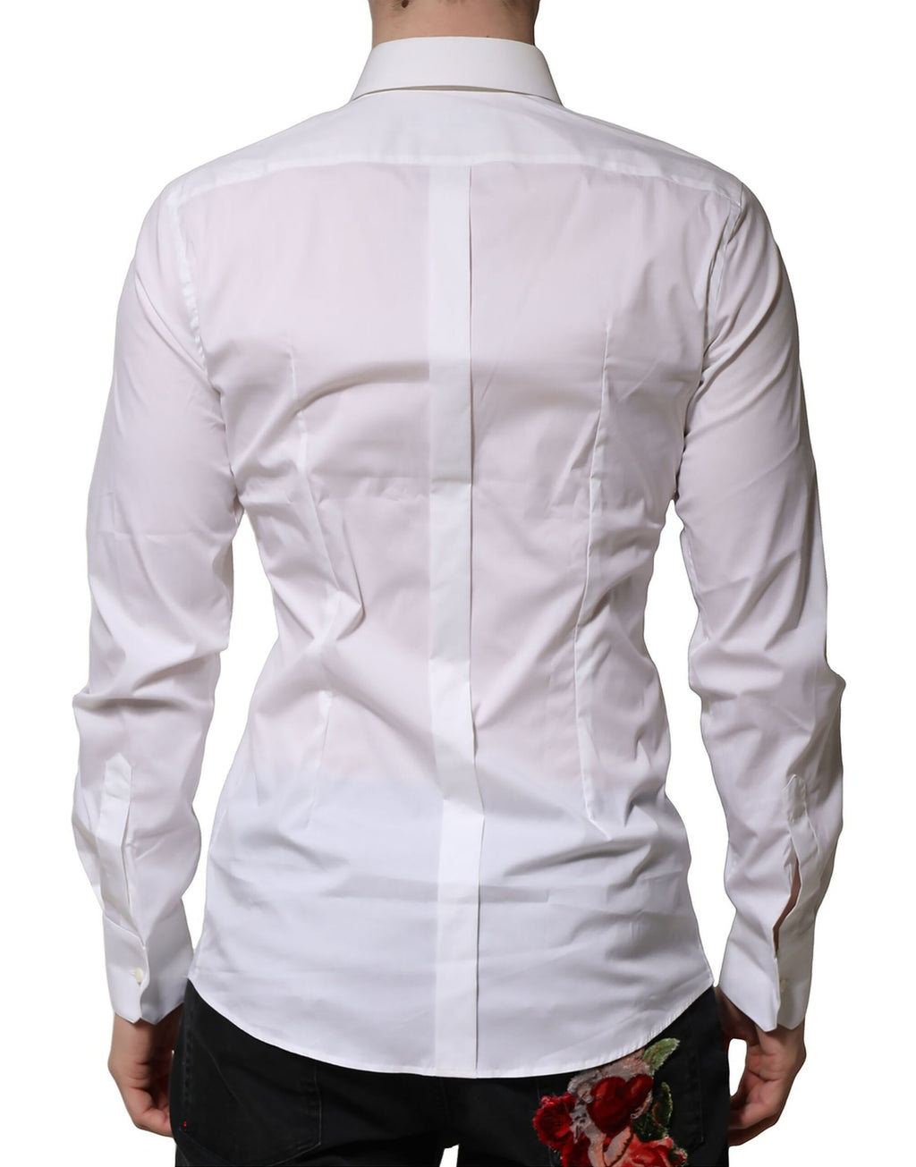 Camicia elegante a maniche lunghe Dolce & Gabbana in cotone bianco GOLD