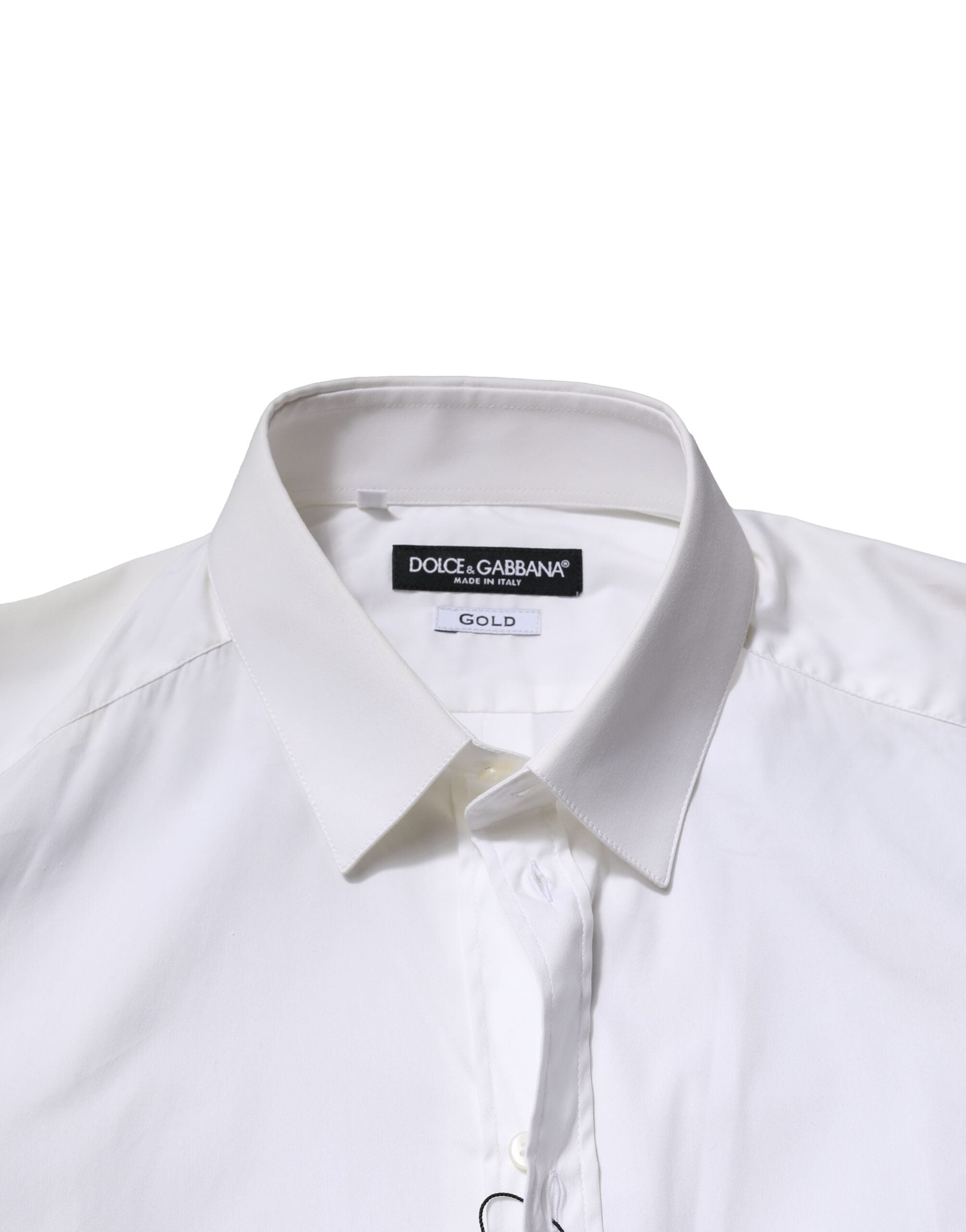 Camicia elegante a maniche lunghe Dolce & Gabbana in cotone bianco GOLD