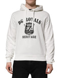 Dolce & Gabbana Maglione con cappuccio in cotone bianco con stampa DG ROYAL