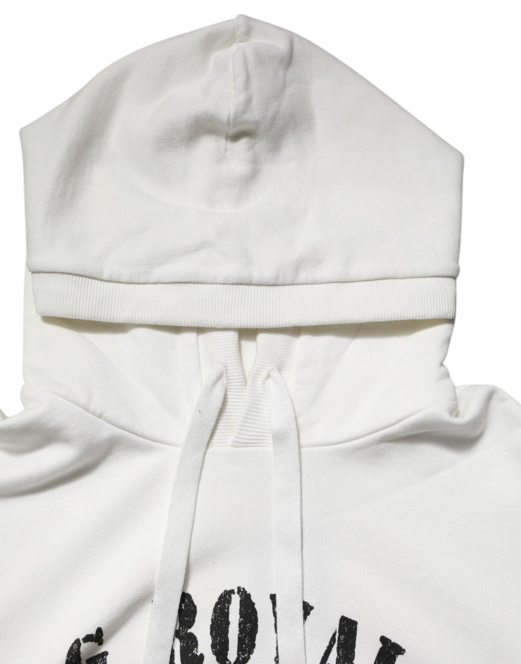 Dolce & Gabbana Maglione con cappuccio in cotone bianco con stampa DG ROYAL
