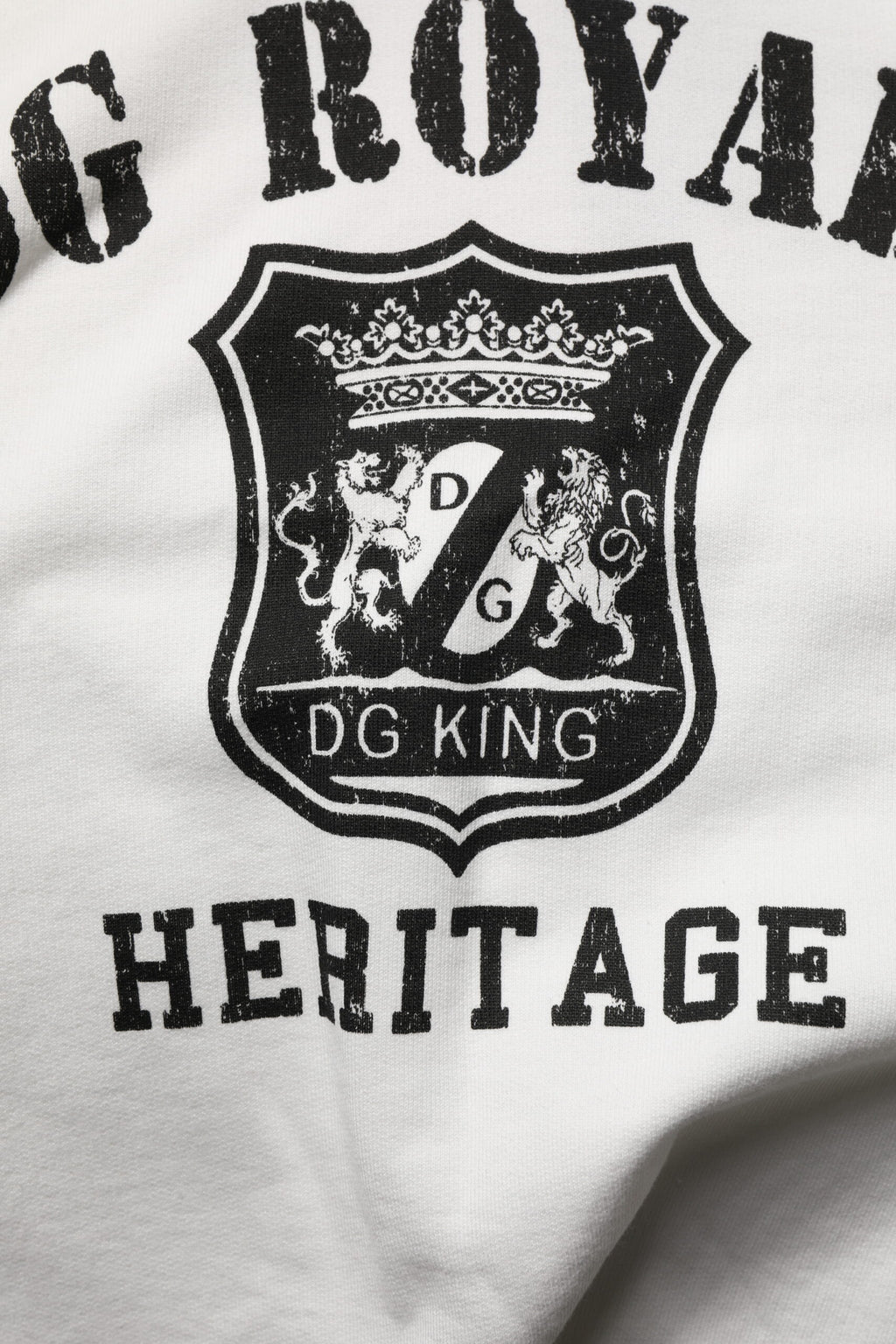 Dolce & Gabbana Maglione con cappuccio in cotone bianco con stampa DG ROYAL