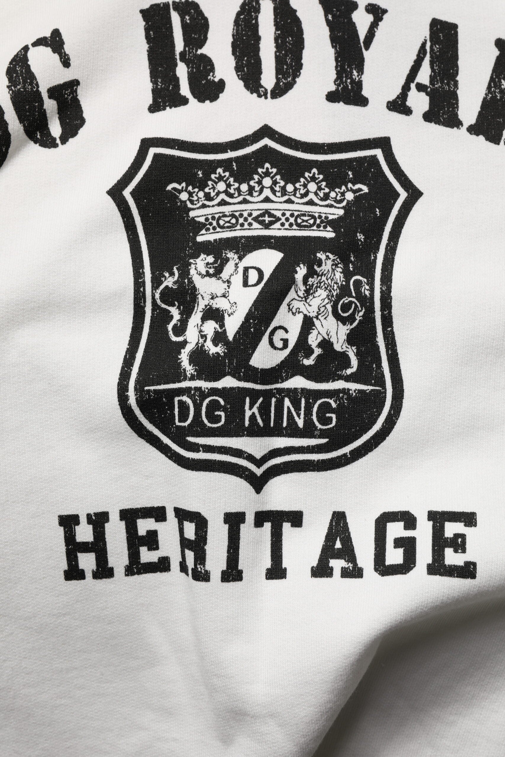 Dolce & Gabbana Maglione con cappuccio in cotone bianco con stampa DG ROYAL