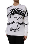 Dolce & Gabbana Maglione Girocollo in Maglia di Lana Bianco