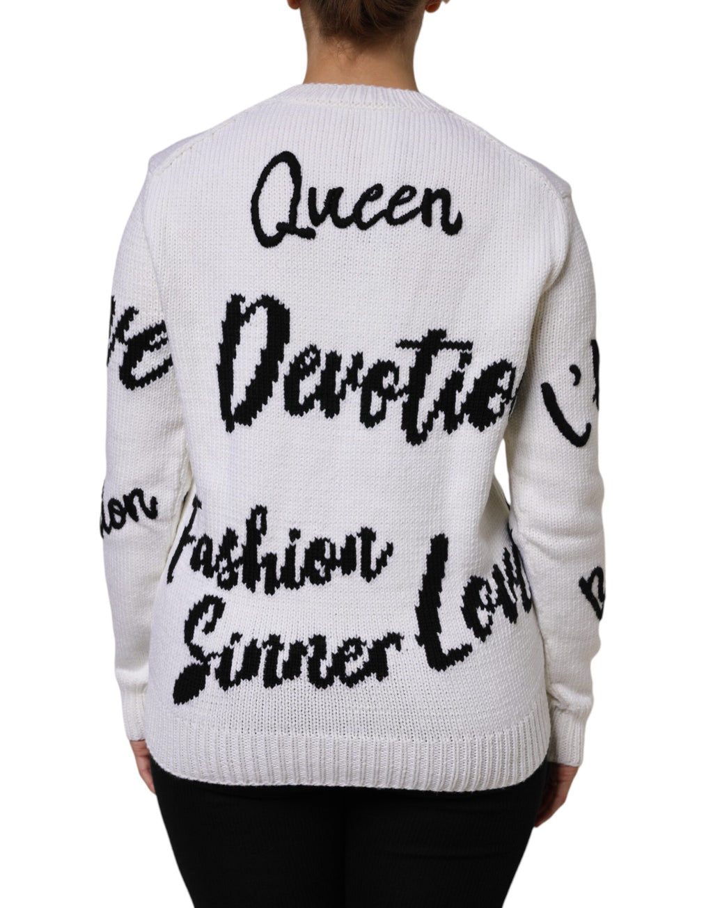 Dolce & Gabbana Maglione Girocollo in Maglia di Lana Bianco