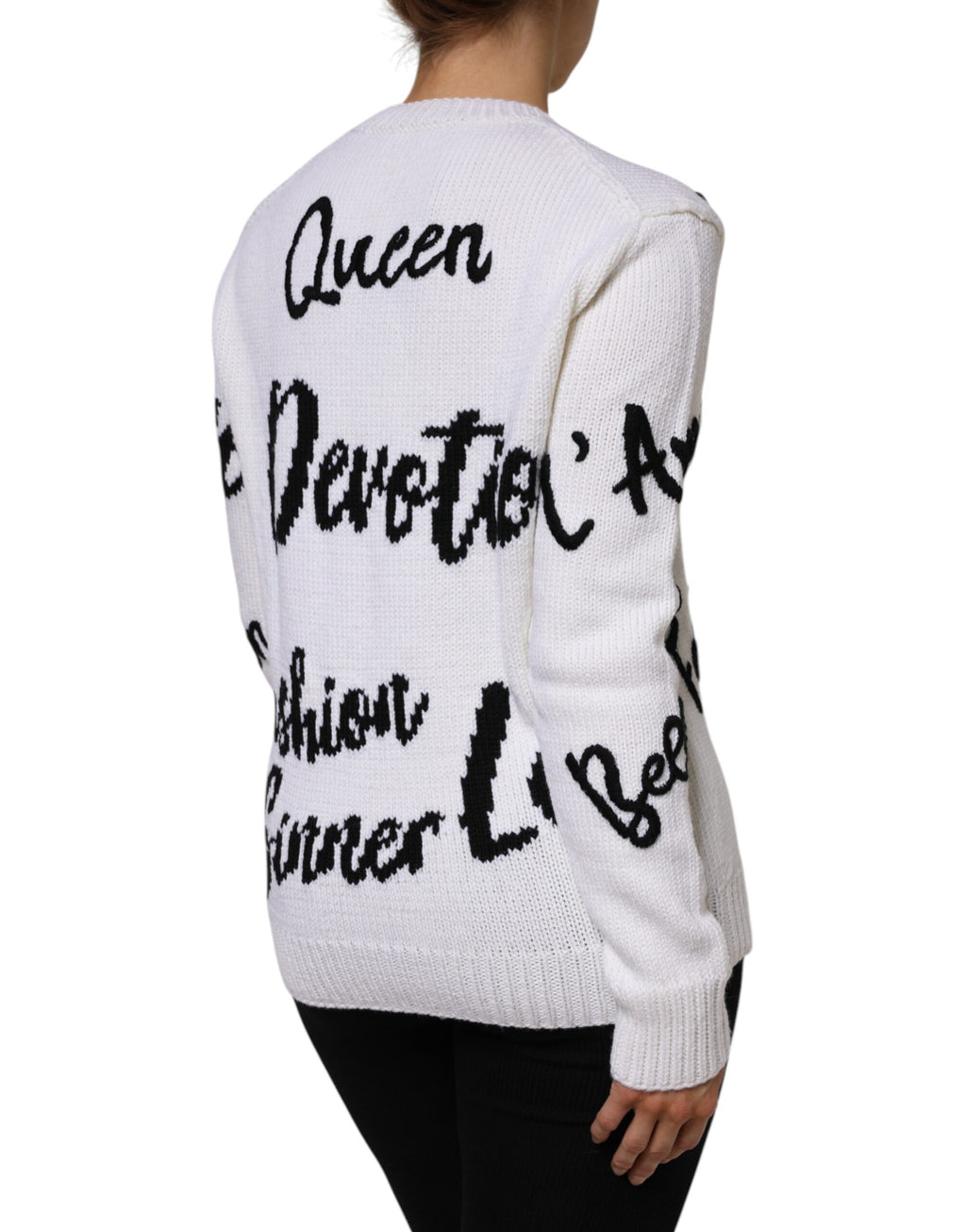 Dolce & Gabbana Maglione Girocollo in Maglia di Lana Bianco