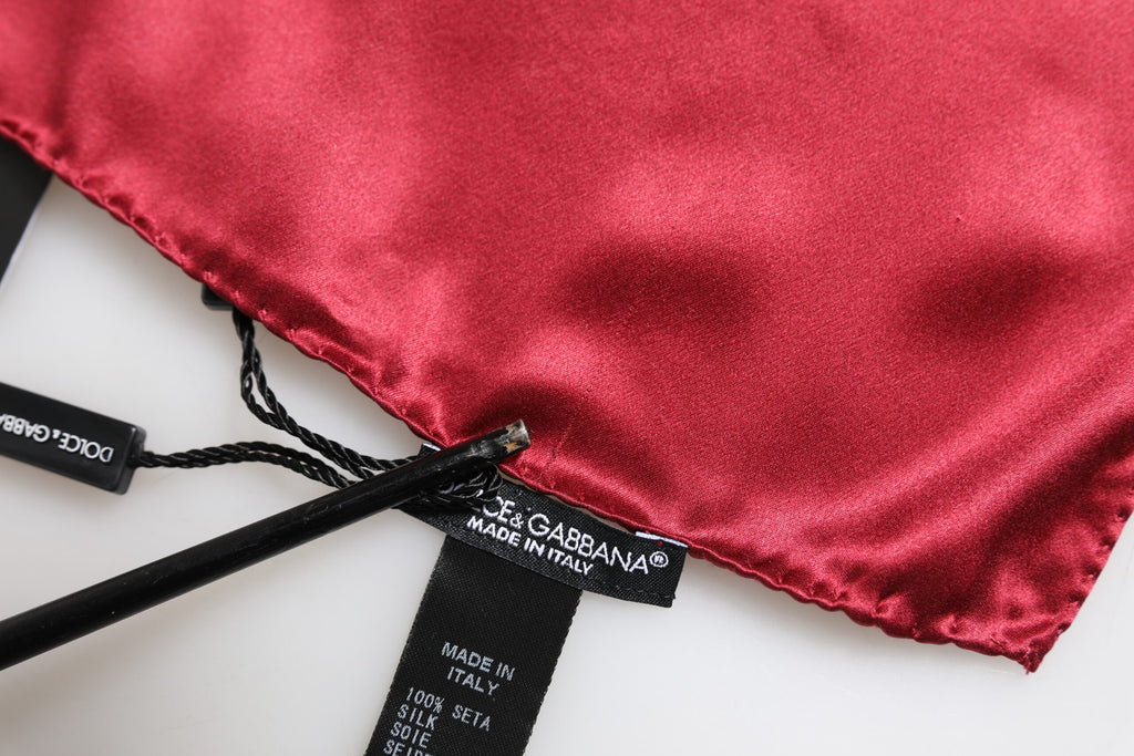 Fazzoletto foulard quadrato in raso di seta rosso tinta unita Dolce & Gabbana