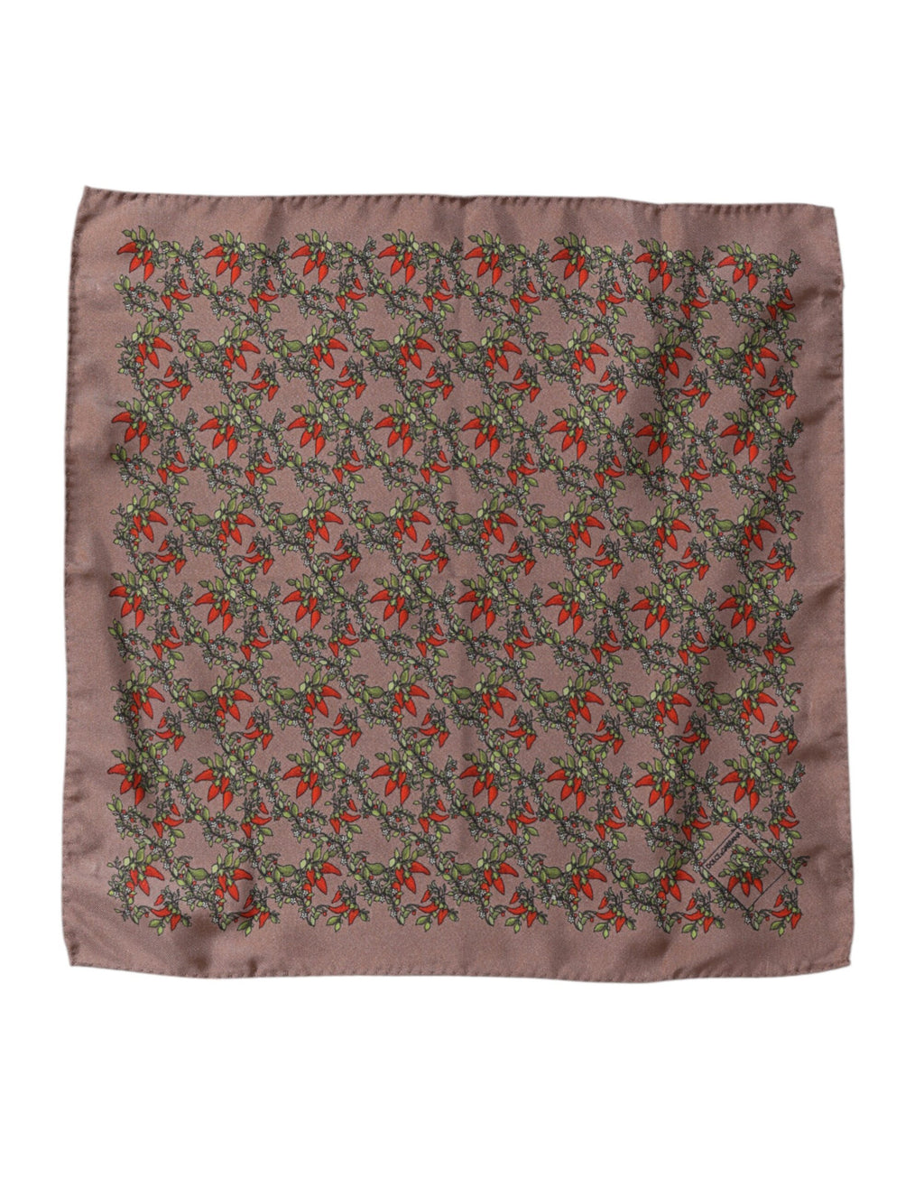 Foulard sciarpa quadrato da uomo in seta Dolce & Gabbana Brown Chilis