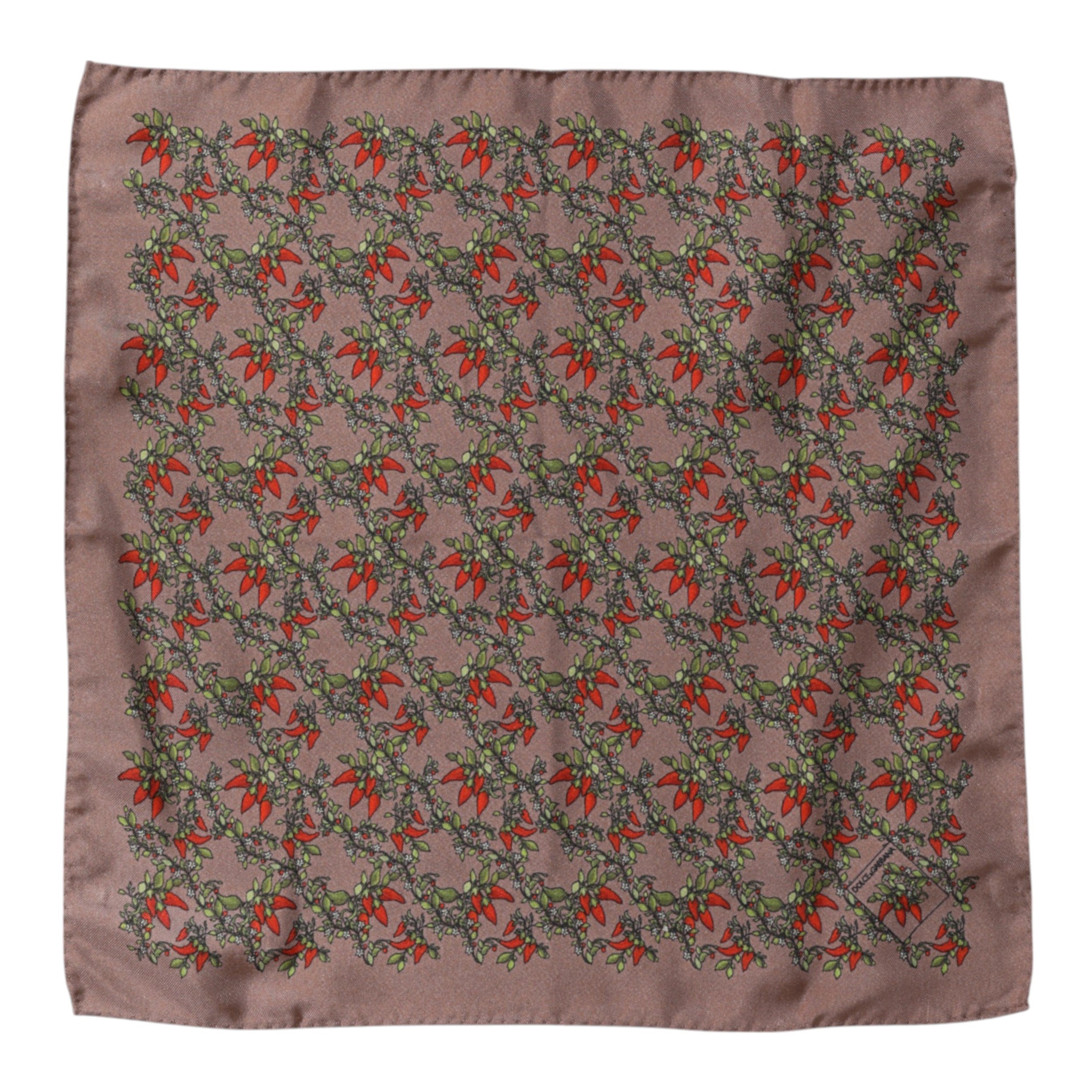 Foulard sciarpa quadrato da uomo in seta Dolce & Gabbana Brown Chilis