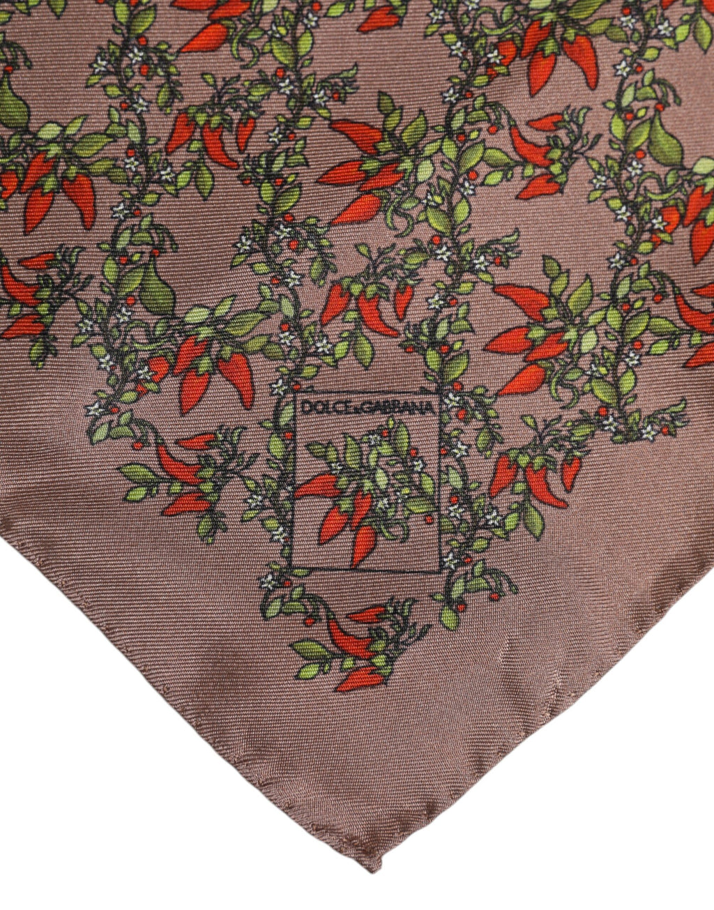 Foulard sciarpa quadrato da uomo in seta Dolce & Gabbana Brown Chilis