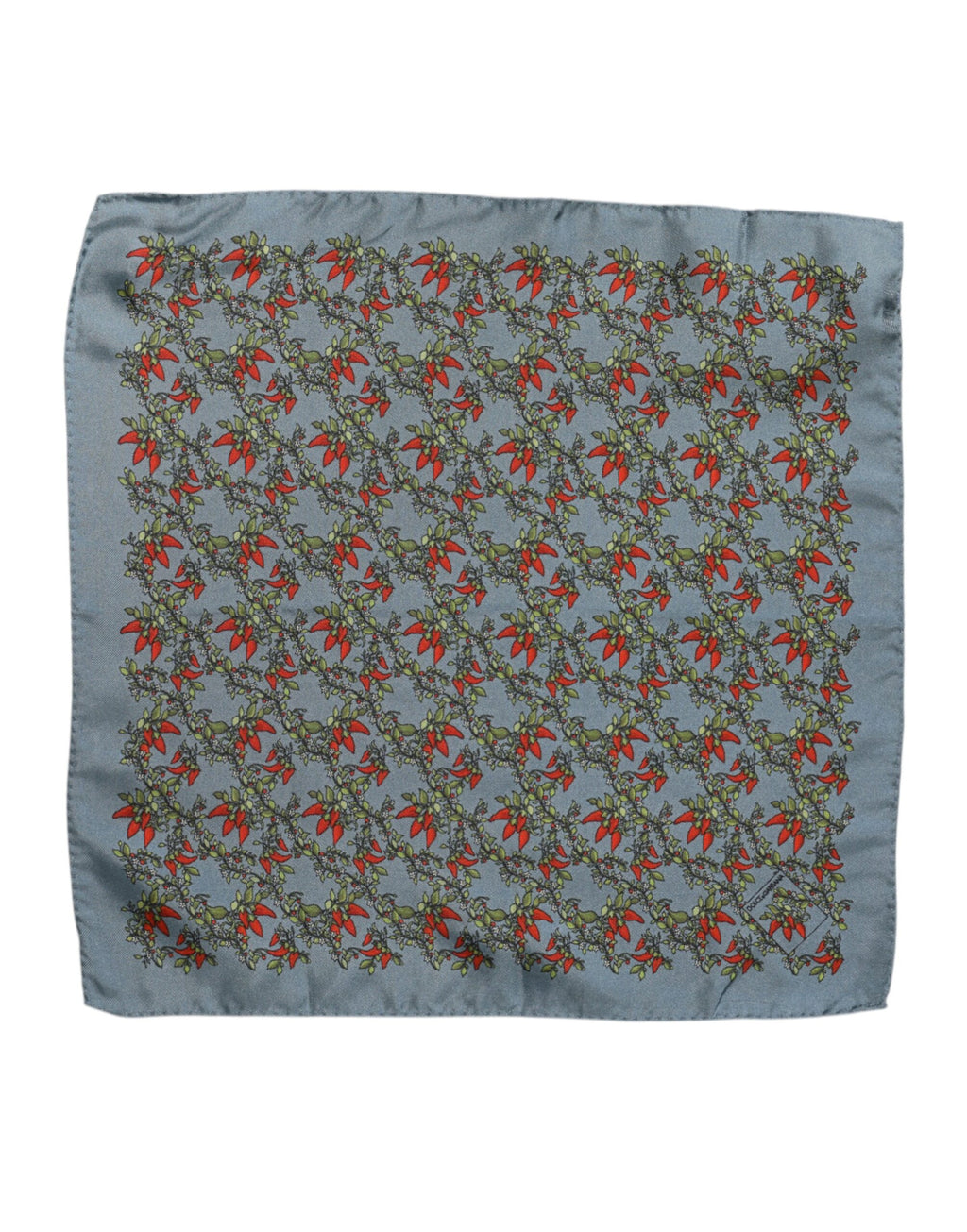 Foulard Sciarpa da Uomo Quadrata in Seta con Peperoncini Grigi Dolce & Gabbana