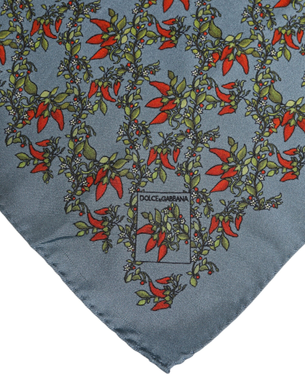 Foulard Sciarpa da Uomo Quadrata in Seta con Peperoncini Grigi Dolce & Gabbana