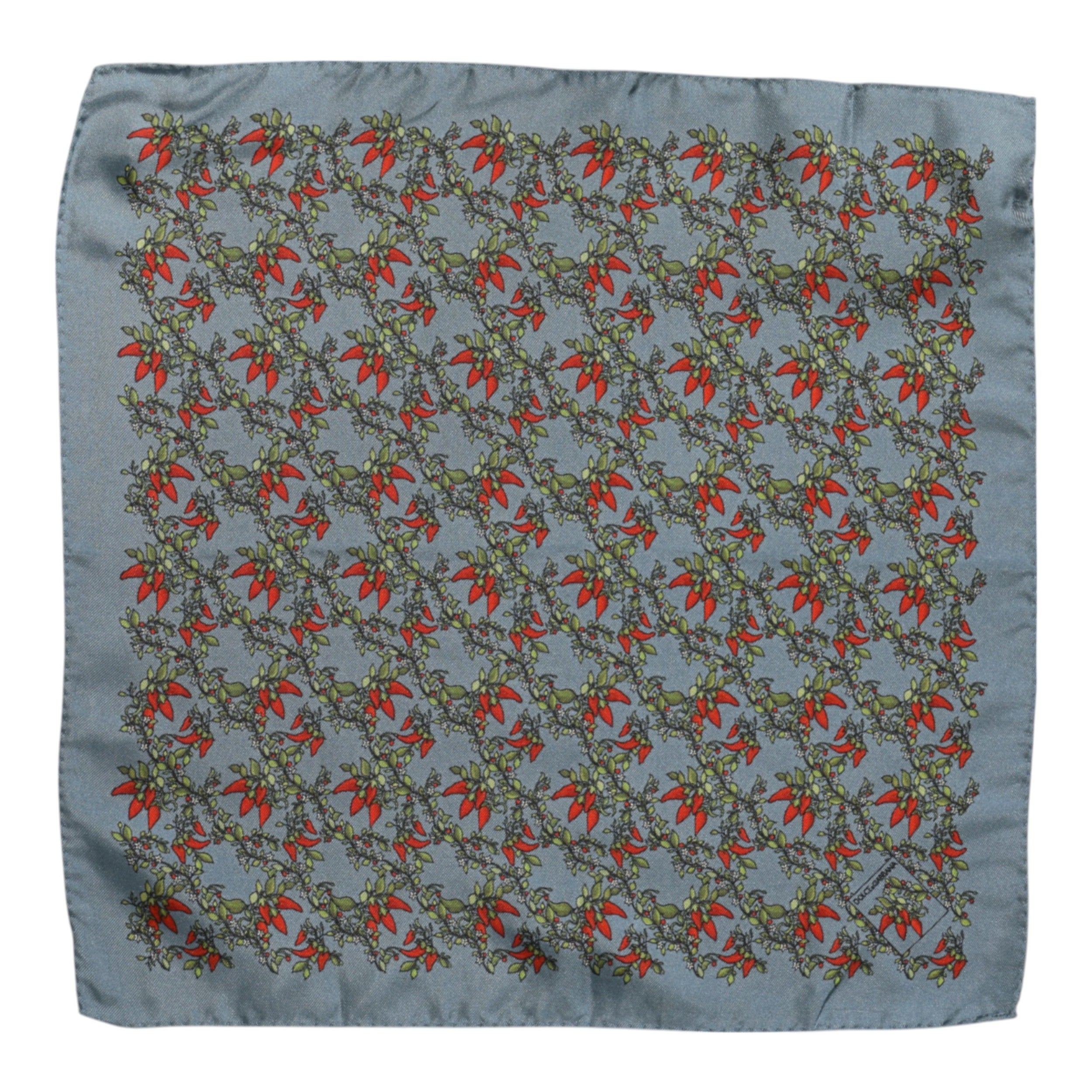 Foulard Sciarpa da Uomo Quadrata in Seta con Peperoncini Grigi Dolce & Gabbana