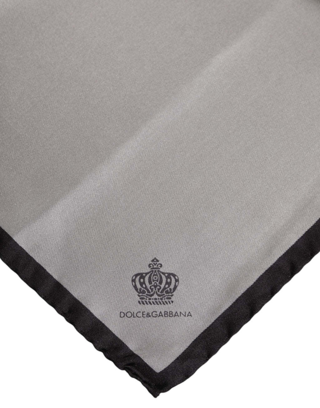 Foulard da uomo in seta Dolce & Gabbana grigio con corona DG