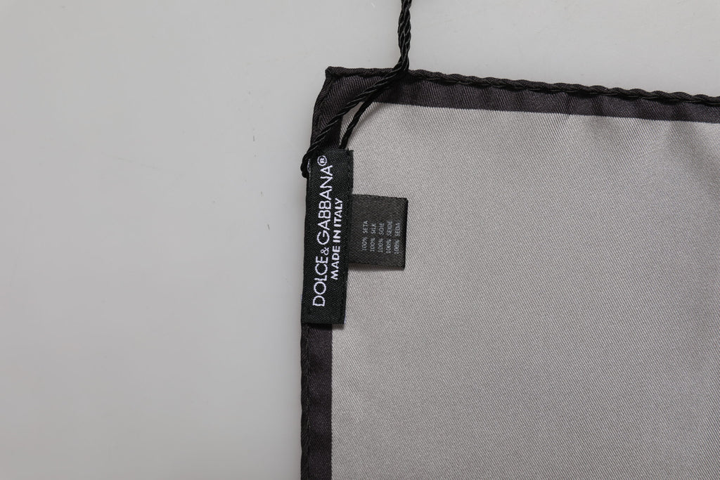Foulard da uomo in seta Dolce & Gabbana grigio con corona DG