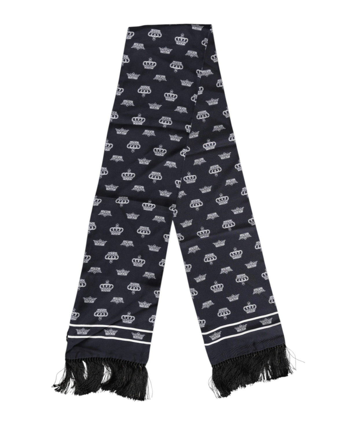 Foulard da uomo Dolce & Gabbana in seta nera con frange a corona