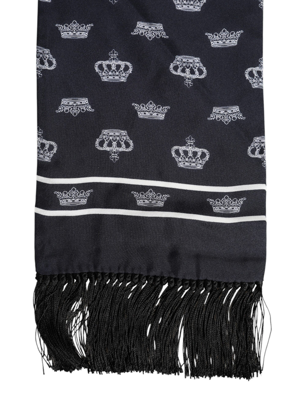 Foulard da uomo Dolce & Gabbana in seta nera con frange a corona