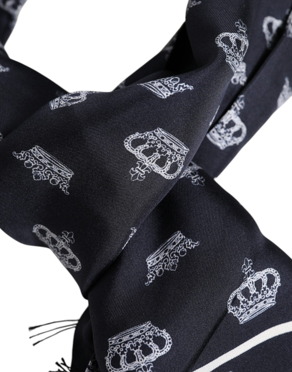 Foulard da uomo Dolce & Gabbana in seta nera con frange a corona