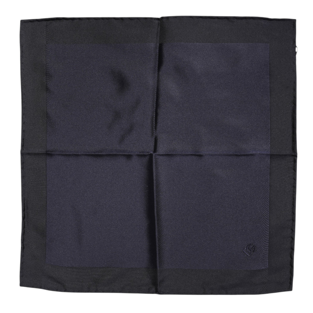 Foulard Sciarpa Quadrata da Uomo Dolce & Gabbana in Seta Blu Scuro