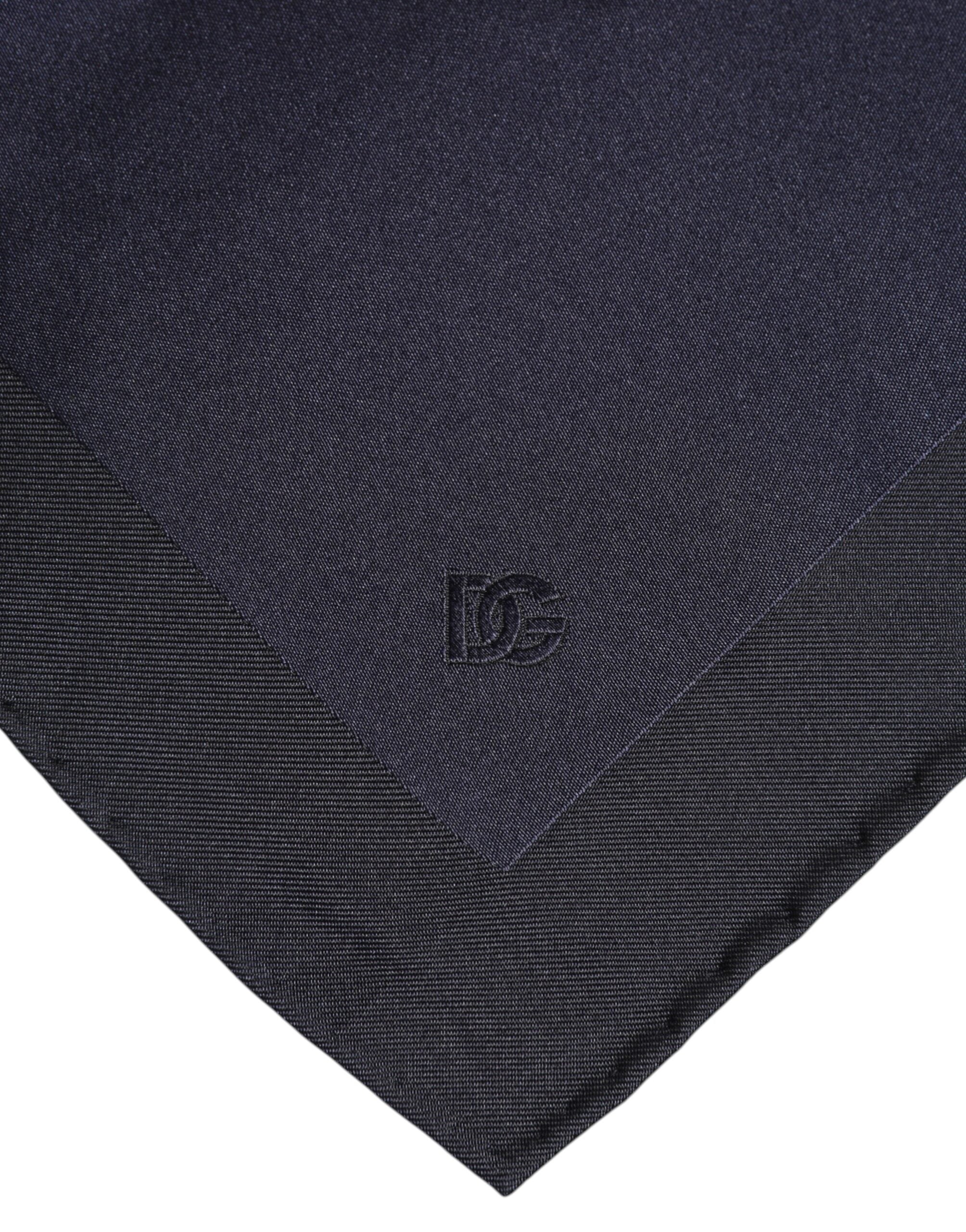 Foulard Sciarpa Quadrata da Uomo Dolce & Gabbana in Seta Blu Scuro