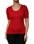 Top pullover Dolce & Gabbana rosso girocollo maniche corte