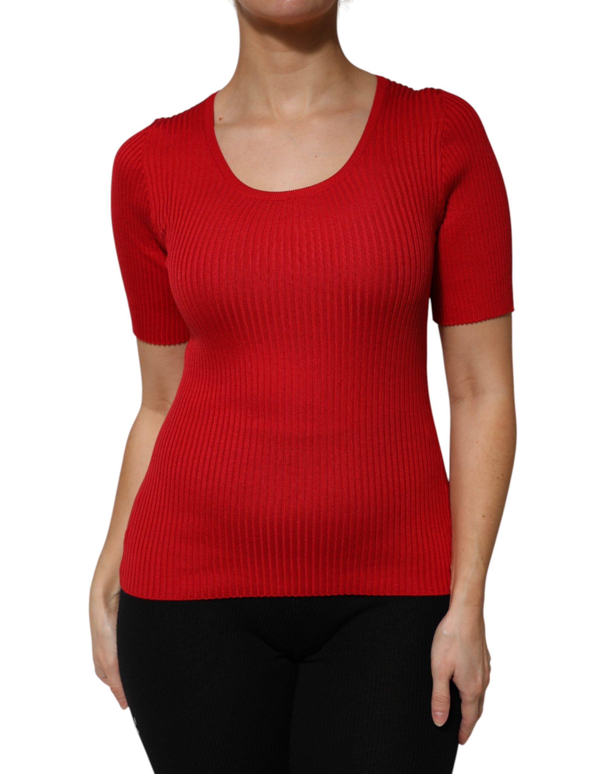 Top pullover Dolce & Gabbana rosso girocollo maniche corte