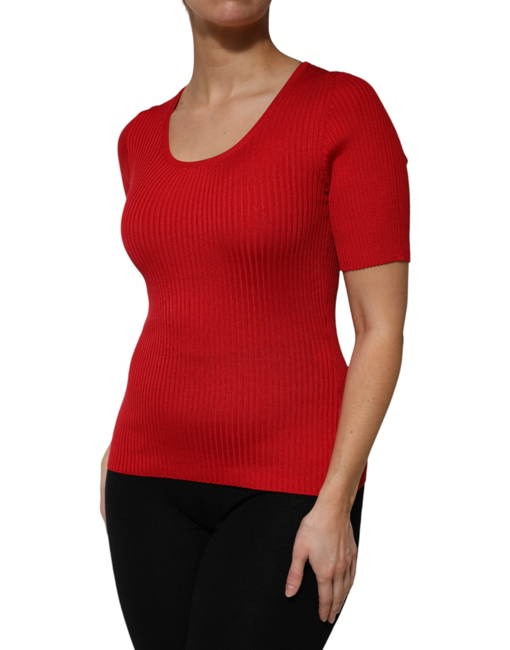 Top pullover Dolce & Gabbana rosso girocollo maniche corte