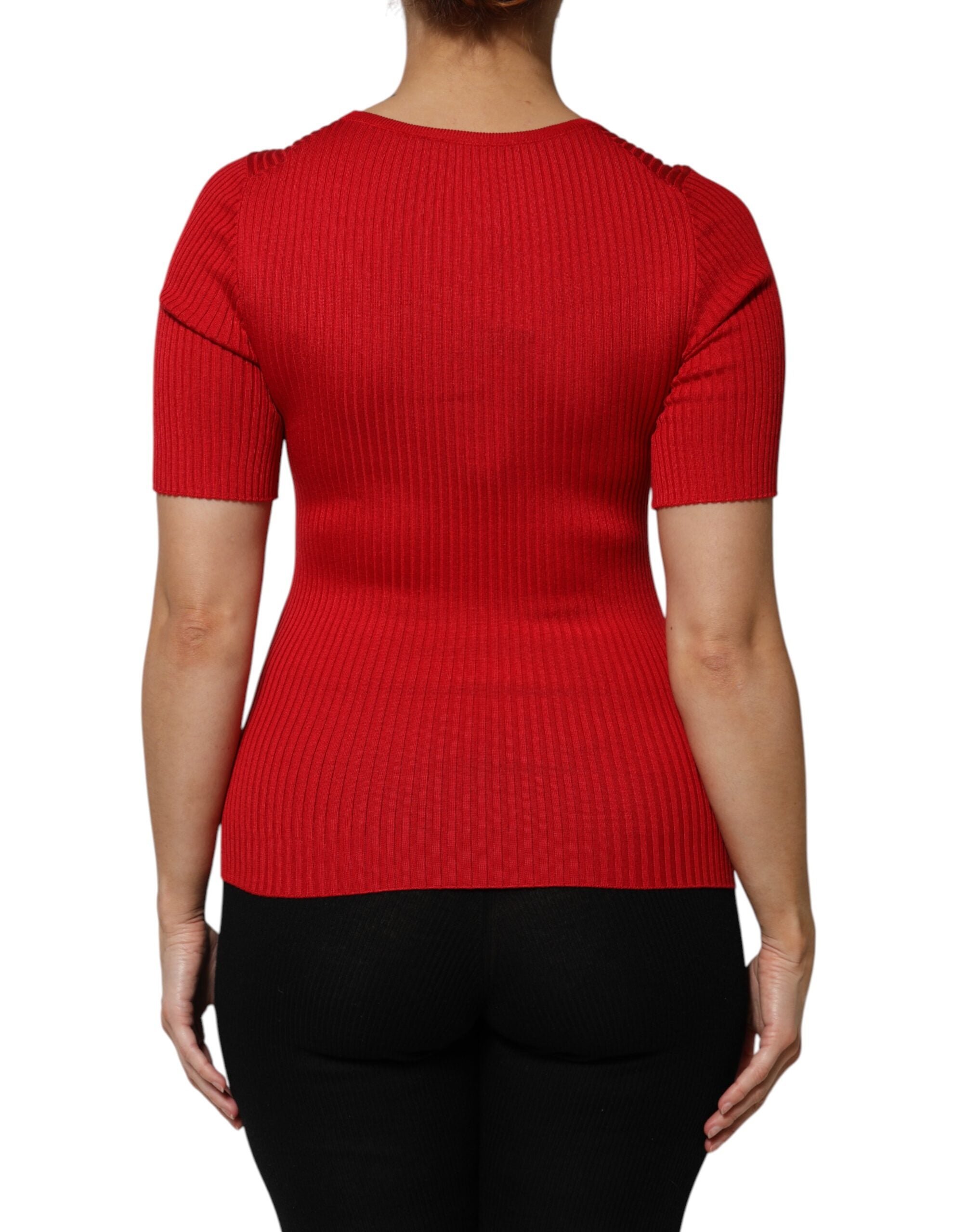 Top pullover Dolce & Gabbana rosso girocollo maniche corte