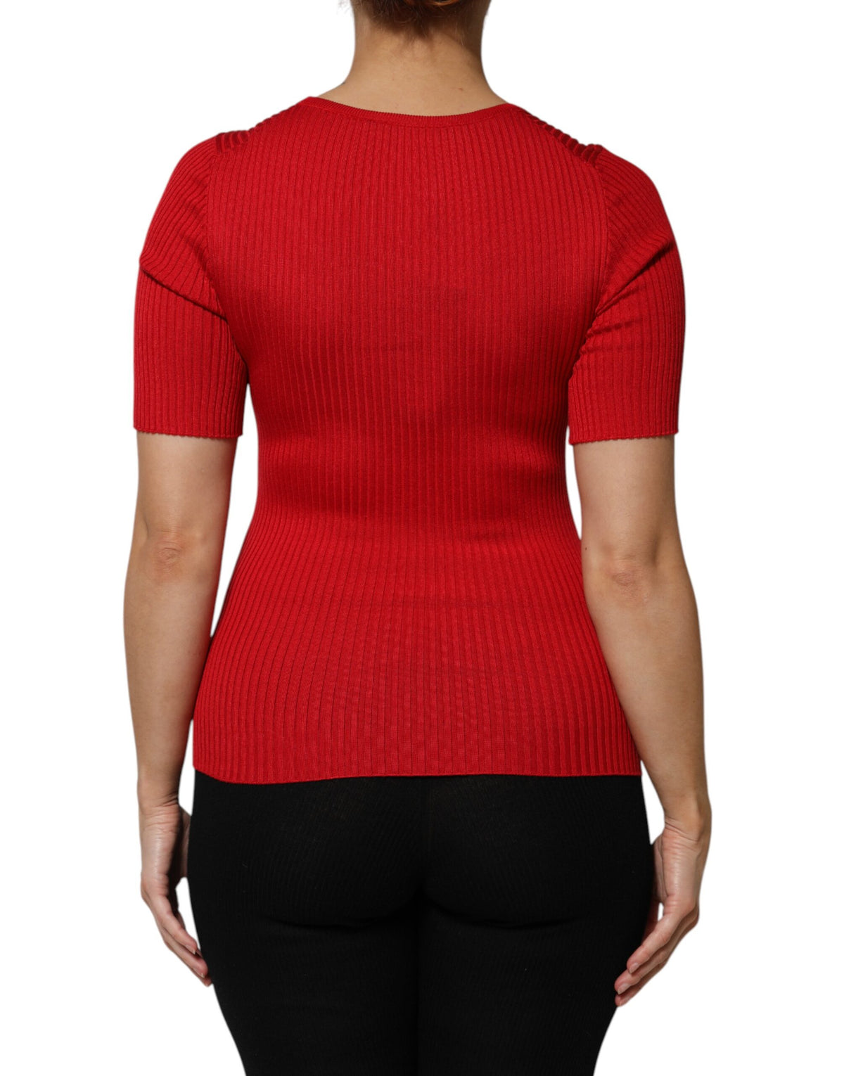 Top pullover Dolce & Gabbana rosso girocollo maniche corte