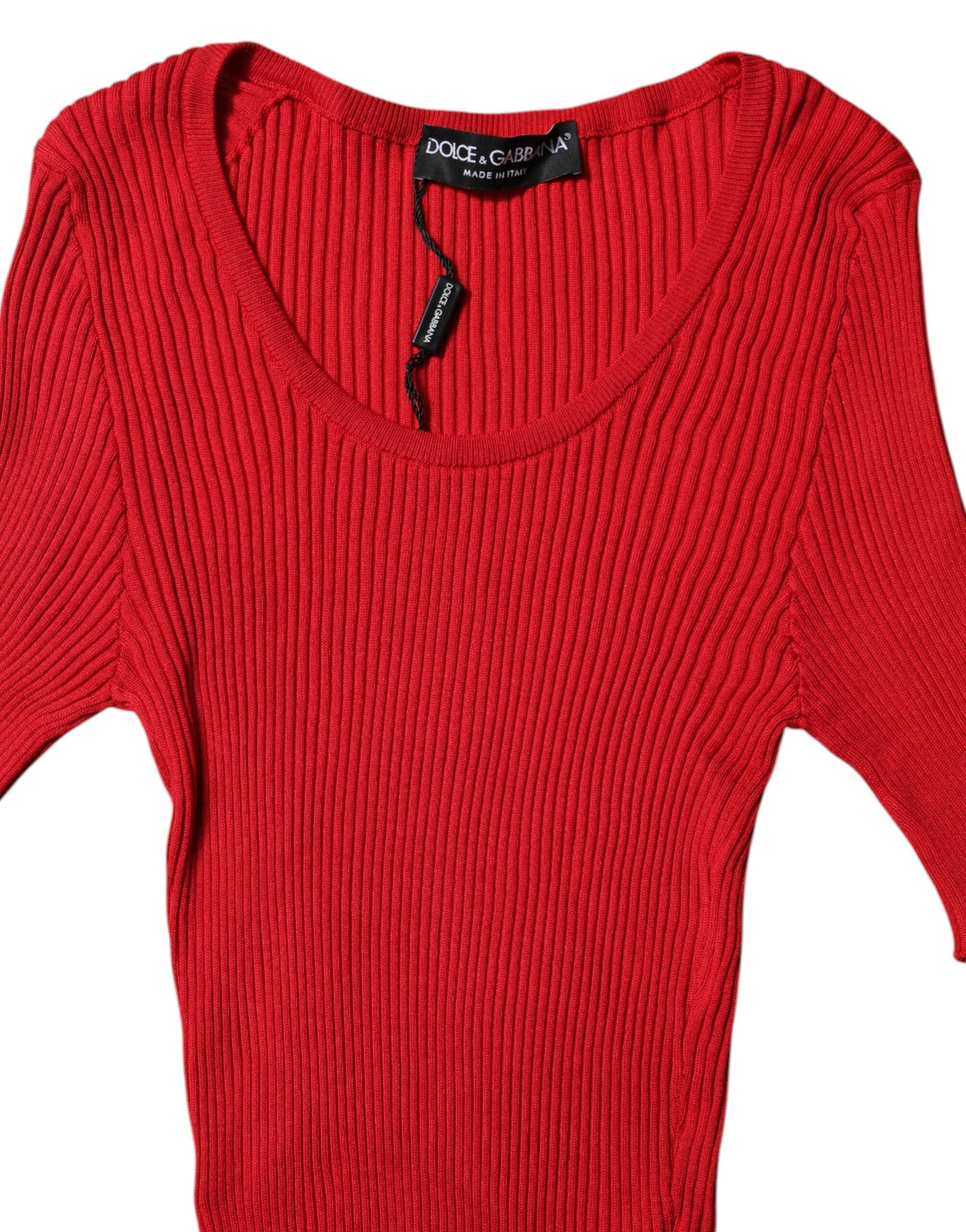 Top pullover Dolce & Gabbana rosso girocollo maniche corte