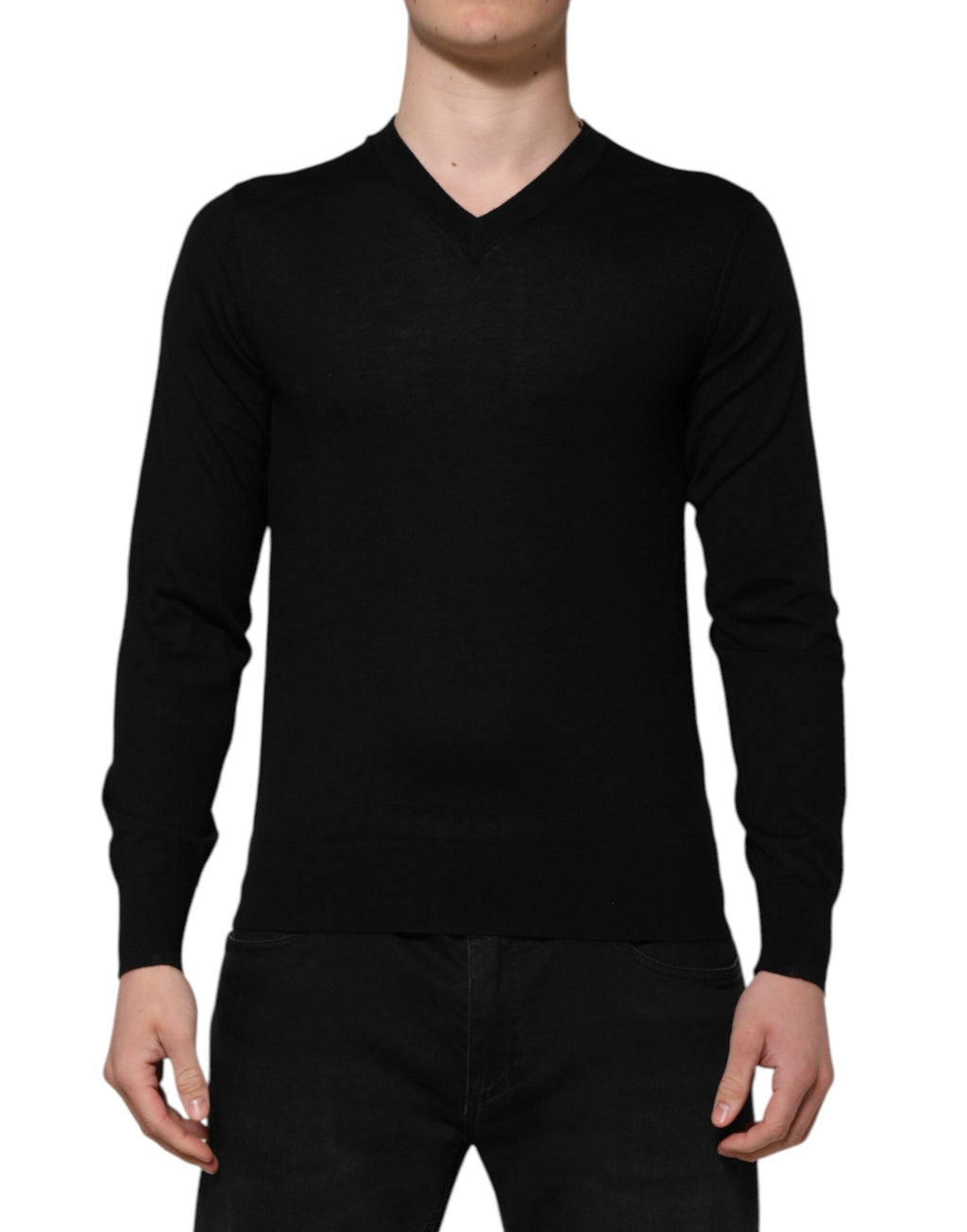 Dolce & Gabbana Maglione pullover in maglia con logo ricamato grigio scuro