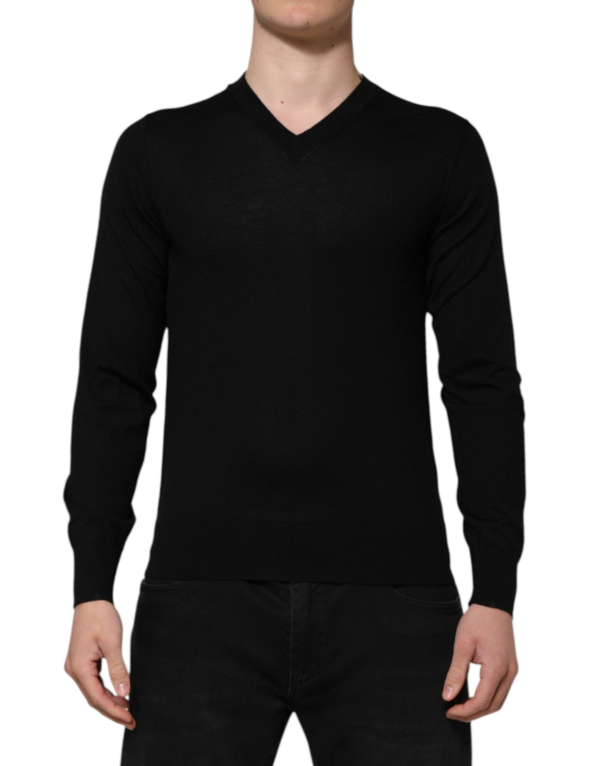 Dolce & Gabbana Maglione pullover in maglia con logo ricamato grigio scuro