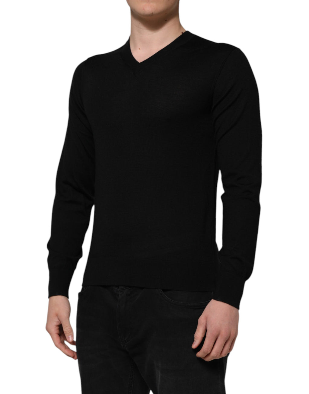 Dolce & Gabbana Maglione pullover in maglia con logo ricamato grigio scuro