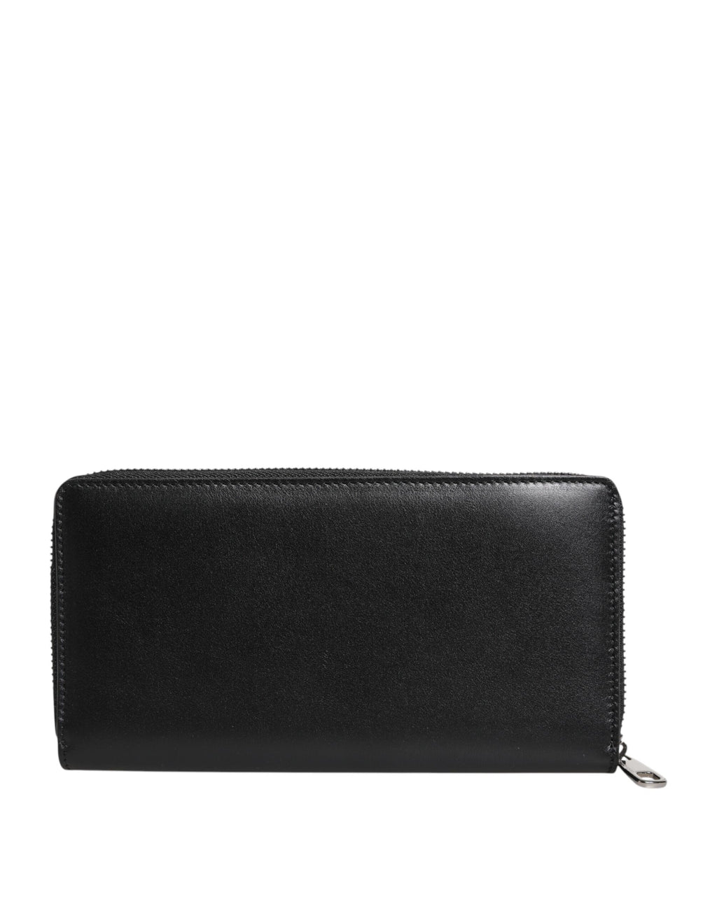 Portafoglio continentale Dolce & Gabbana con cerniera, placca logo in pelle nera