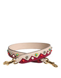 Dolce & Gabbana Beige Red Leather Handbag Accessory Shoulder Strap