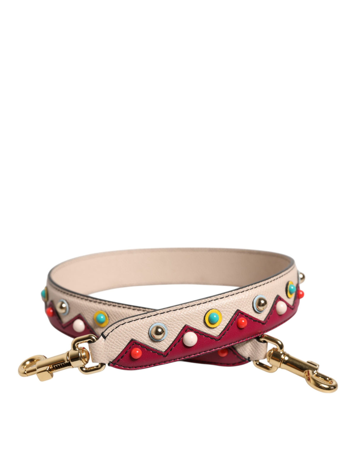 Dolce & Gabbana Tracolla Accessoria in Pelle Beige e Rossa