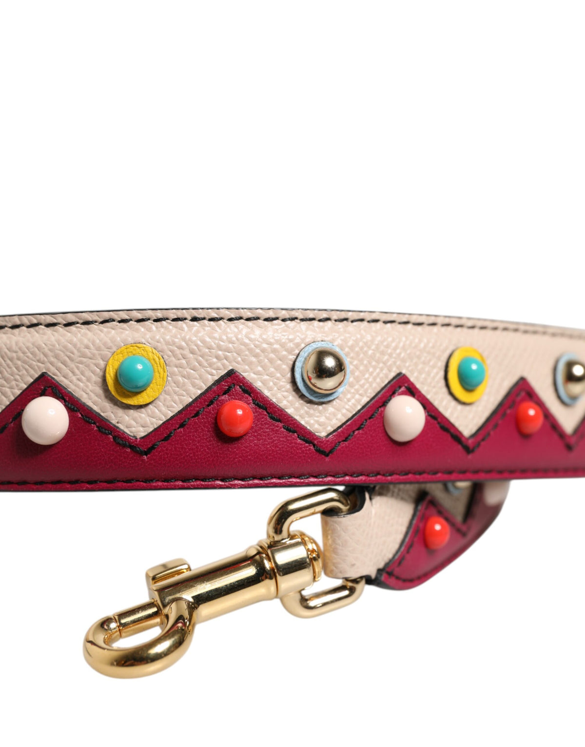 Dolce & Gabbana Tracolla Accessoria in Pelle Beige e Rossa